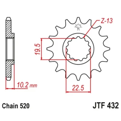Zębatka przednia JT F432-11, 11Z, rozmiar 520 Zębatka przednia JT F432-11, 11Z, rozmiar 520