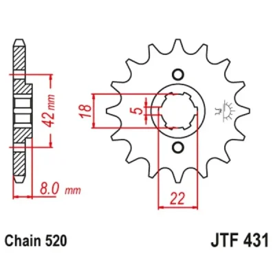 Zębatka przednia JT F431-15, 15Z, rozmiar 520 Zębatka przednia JT F431-15, 15Z, rozmiar 520
