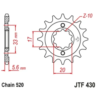 Zębatka przednia JT F430-12, 12Z, rozmiar 520 Zębatka przednia JT F430-12, 12Z, rozmiar 520