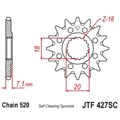 Zębatka przednia JT F427-13, 13Z, rozmiar 520 Racing Zębatka przednia JT F427-13, 13Z, rozmiar 520 Racing