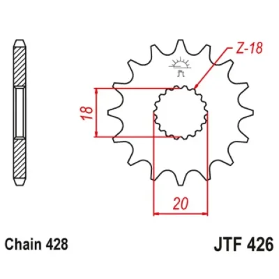 Zębatka przednia JT F426-11, 11Z, rozmiar 428 Zębatka przednia JT F426-11, 11Z, rozmiar 428