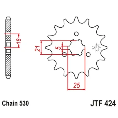 Zębatka przednia JT F424-14, 14Z, rozmiar 530 Zębatka przednia JT F424-14, 14Z, rozmiar 530
