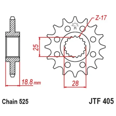 Zębatka przednia JT F405-20RB, 20Z, rozmiar 525 z tłumikiemAlternatywnie: 7264153
