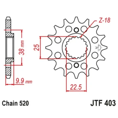 Zębatka przednia JT F403-13, 13Z, rozmiar 520 Racing Zębatka przednia JT F403-13, 13Z, rozmiar 520 Racing