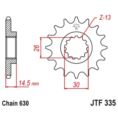 Zębatka przód JT , 15z rozmiar 630 (JTF335.15) Zębatka przód JT , 15z rozmiar 630 (JTF335.15)