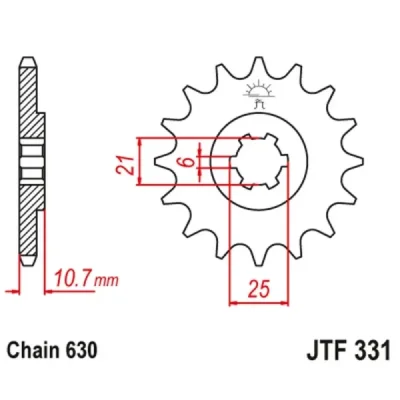 Zębatka przód JT , 15z rozmiar 630 (JTF331.15) Zębatka przód JT , 15z rozmiar 630 (JTF331.15)