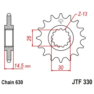 Zębatka przód JT , 15z rozmiar 630 (JTF330.15) Zębatka przód JT , 15z rozmiar 630 (JTF330.15)