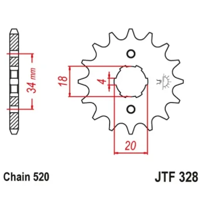 Zębatka przednia JT F328-15, 15Z, rozmiar 520 Zębatka przednia JT F328-15, 15Z, rozmiar 520