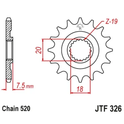 Zębatka przednia JT F326-14, 14Z, rozmiar 520 Zębatka przednia JT F326-14, 14Z, rozmiar 520