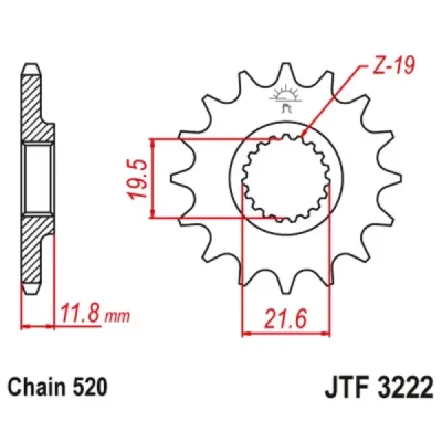 Zębatka przednia stal JT 520 z.12 JTF3222,12 Zębatka przednia stal JT 520 z.12 JTF3222,12
