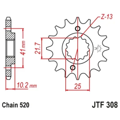 Zębatka przednia JT F308-16, 16Z, rozmiar 520 Zębatka przednia JT F308-16, 16Z, rozmiar 520