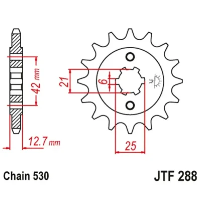 Zębatka przednia JT F288-16, 16Z, rozmiar 530 Zębatka przednia JT F288-16, 16Z, rozmiar 530