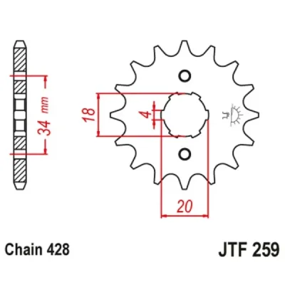 Zębatka przednia JT F259-17, 17Z, rozmiar 428 Zębatka przednia JT F259-17, 17Z, rozmiar 428
