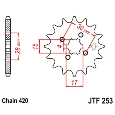 Zębatka przednia JT F253-17, 17Z, rozmiar 420 Zębatka przednia JT F253-17, 17Z, rozmiar 420
