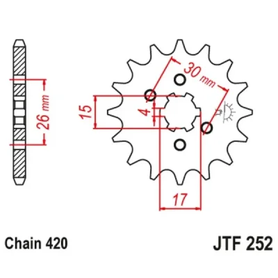 Zębatka przednia stal JT 420 z.14 JTF252,14 Zębatka przednia stal JT 420 z.14 JTF252,14