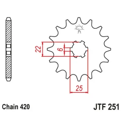 Zębatka przód JT , 16z rozmiar 420 (JTF251.16) Zębatka przód JT , 16z rozmiar 420 (JTF251.16)