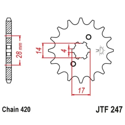 Zębatka przód JT , 13z rozmiar 420 (JTF247.13) Zębatka przód JT , 13z rozmiar 420 (JTF247.13)