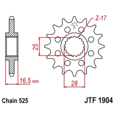 Zębatka przednia JT F1904-15, 15Z, rozmiar 525 Racing Zębatka przednia JT F1904-15, 15Z, rozmiar 525 Racing