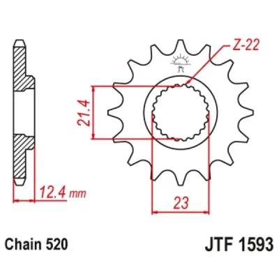 Zębatka przód JT , 14z rozmiar 520 (JTF1593.14) Zębatka przód JT , 14z rozmiar 520 (JTF1593.14)