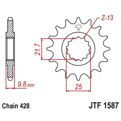 Zębatka przednia JT F1587-19, 19Z, rozmiar 428 Zębatka przednia JT F1587-19, 19Z, rozmiar 428