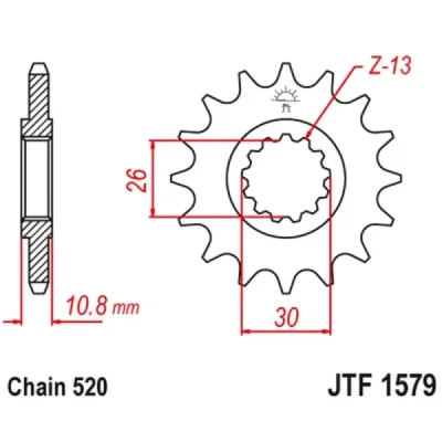 Zębatka przednia JT F1579-17, 17Z, rozmiar 520wąskie zęby średnica wewnętrzna 26/30 Zębatka przednia JT F1579-17, 17Z, rozmiar 520wąskie zęby średnica wewnętrzna 26/30