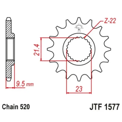 Zębatka przód JT , 15z rozmiar 520 (JTF1577.15) Zębatka przód JT , 15z rozmiar 520 (JTF1577.15)