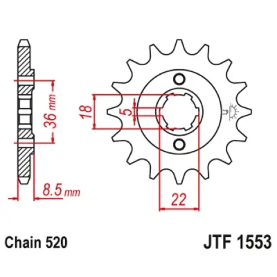 Zębatka przód JT , 14z rozmiar 520 (JTF1553.14) Zębatka przód JT , 14z rozmiar 520 (JTF1553.14)