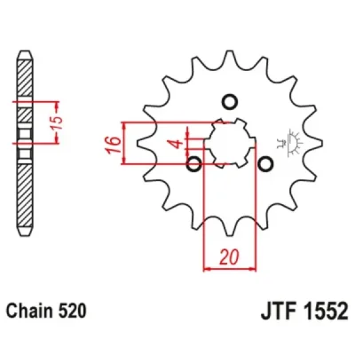 Zębatka przód JT , 11z rozmiar 520 (JTF1552.11) Zębatka przód JT , 11z rozmiar 520 (JTF1552.11)