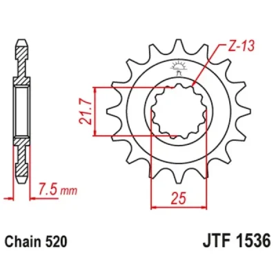 Zębatka przednia JT F1536-15, 15Z, rozmiar 520 Zębatka przednia JT F1536-15, 15Z, rozmiar 520