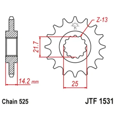 Zębatka przód JT , 15z rozmiar 525 (JTF1531.15) Zębatka przód JT , 15z rozmiar 525 (JTF1531.15)