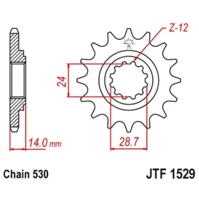 Zębatka przednia JT F1529-16, 16Z, rozmiar 530 Zębatka przednia JT F1529-16, 16Z, rozmiar 530