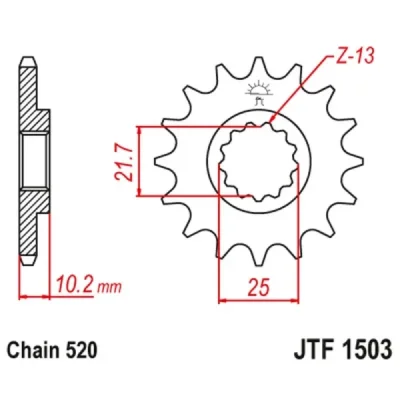 Zębatka przednia JT F1503-13, 13Z, rozmiar 520 Zębatka przednia JT F1503-13, 13Z, rozmiar 520