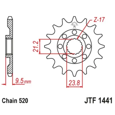 Zębatka przednia JT F1441-15, 15Z, rozmiar 520 Racing Zębatka przednia JT F1441-15, 15Z, rozmiar 520 Racing