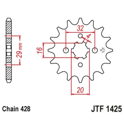 Zębatka przednia JT F1425-13, 13Z, rozmiar 428 Zębatka przednia JT F1425-13, 13Z, rozmiar 428