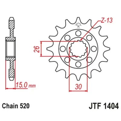 Zębatka przednia JT F1404-17, 17Z, rozmiar 520 Racingwąskie zęby średnica wewnętrzna 26/30 Zębatka przednia JT F1404-17, 17Z, rozmiar 520 Racingwąskie zęby średnica wewnętrzna 26/30