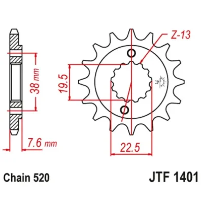 Zębatka przednia JT F1401-16, 16Z, rozmiar 520 Zębatka przednia JT F1401-16, 16Z, rozmiar 520