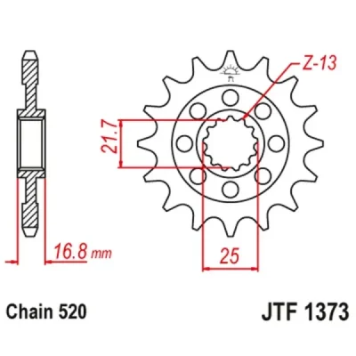 Zębatka przednia JT F1373-15, 15Z, rozmiar 520 Racing Zębatka przednia JT F1373-15, 15Z, rozmiar 520 Racing