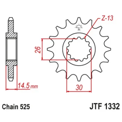 Zębatka przednia JT F1332-16RB, 16Z, rozmiar 525 z tłumikiemAlternatywnie: 7260171 Zębatka przednia JT F1332-16RB, 16Z, rozmiar 525 z tłumikiemAlternatywnie: 7260171