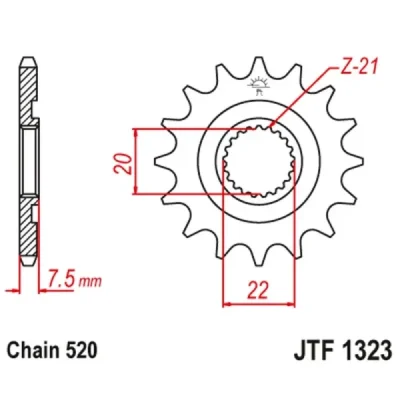 Zębatka przednia JT F1323-12, 12Z, rozmiar 520 Zębatka przednia JT F1323-12, 12Z, rozmiar 520
