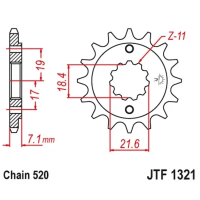Zębatka przednia JT F1321-12, 12Z, rozmiar 520 Zębatka przednia JT F1321-12, 12Z, rozmiar 520