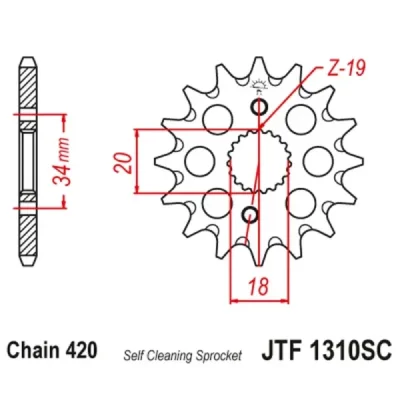 Zębatka przednia JT F1310-14SC, 14Z, rozmiar 420 Racing Zębatka przednia JT F1310-14SC, 14Z, rozmiar 420 Racing
