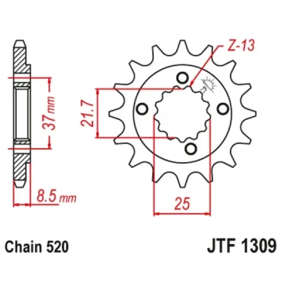 Zębatka przednia JT F1309-13, 13Z, rozmiar 520 Zębatka przednia JT F1309-13, 13Z, rozmiar 520