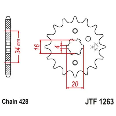 Zębatka przednia JT F1263-11, 11Z, rozmiar 428 Zębatka przednia JT F1263-11, 11Z, rozmiar 428