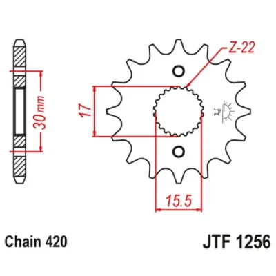 Zębatka przednia stal JT 420 z.16 JTF1256,16 Zębatka przednia stal JT 420 z.16 JTF1256,16