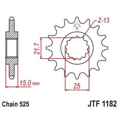 Zębatka przednia JT F1182-13, 11Z, rozmiar 525 Zębatka przednia JT F1182-13, 11Z, rozmiar 525