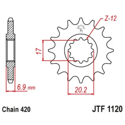 Zębatka przednia JT F1120-15, 15Z, rozmiar 420 Zębatka przednia JT F1120-15, 15Z, rozmiar 420