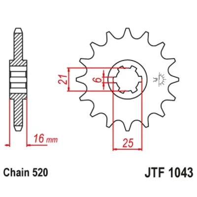Zębatka przód JT , 14z rozmiar 520 (JTF1043.14) Zębatka przód JT , 14z rozmiar 520 (JTF1043.14)