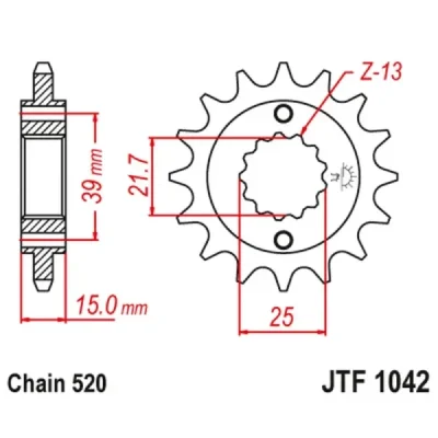 Zębatka przednia JT F1042-16, 16Z, rozmiar 520 Zębatka przednia JT F1042-16, 16Z, rozmiar 520