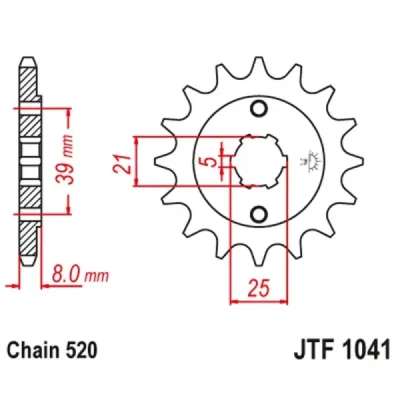 Zębatka przód JT , 14z rozmiar 520 (JTF1041.14) Zębatka przód JT , 14z rozmiar 520 (JTF1041.14)