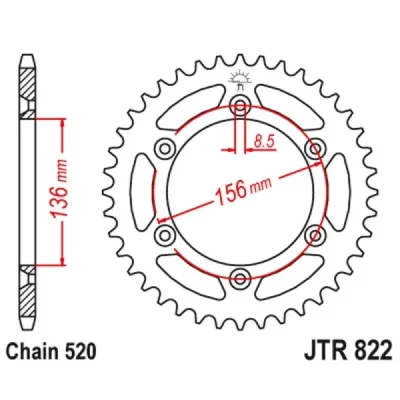 Zębatka tył aluminiowa JT , 50z rozmiar 520 niebieska (JTA822.50BLU) Zębatka tył aluminiowa JT , 50z rozmiar 520 niebieska (JTA822.50BLU)